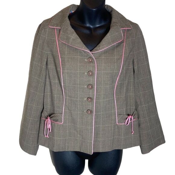 Rebecca Taylor plaid blazer jacket 10 feminine coquette girly academia preppy - Picture 1 of 6